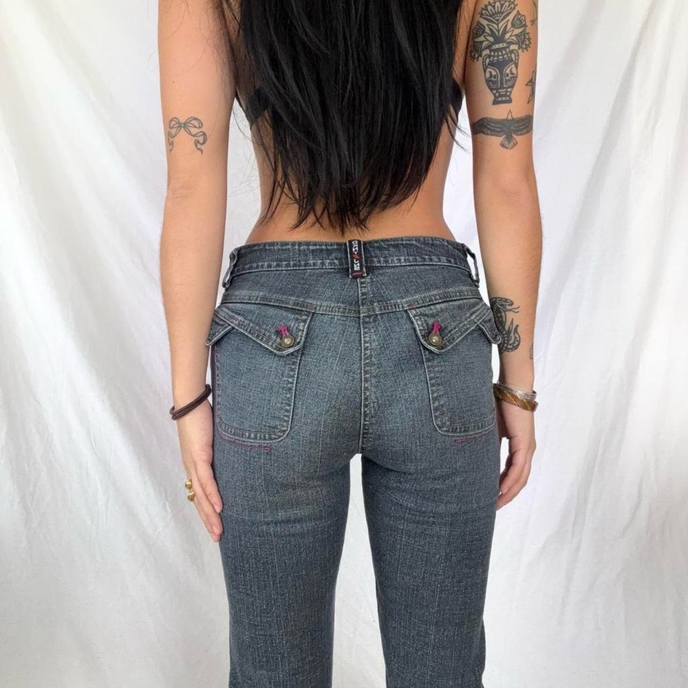 Y2K DKNY grey denim low rise bootcut jeans
